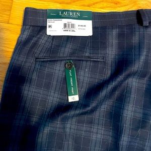 Brand new with tags. Ralph Lauren, mens, blue plaid dress pants. Size 44x30.